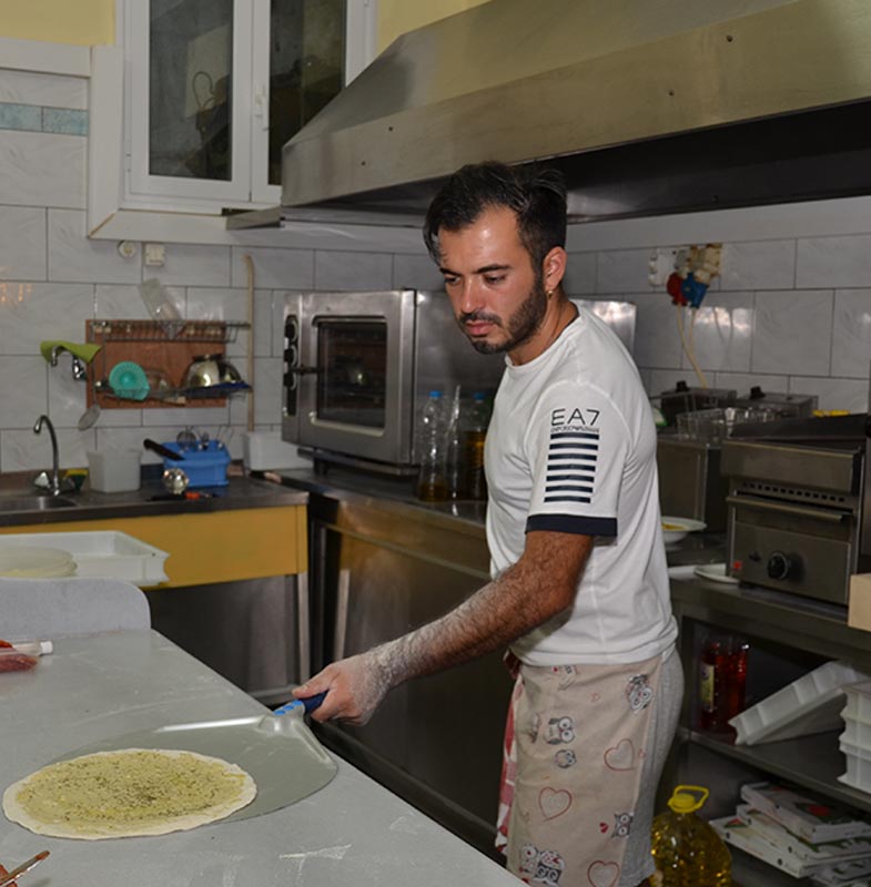 fresh pizza made in Paleokastritsa